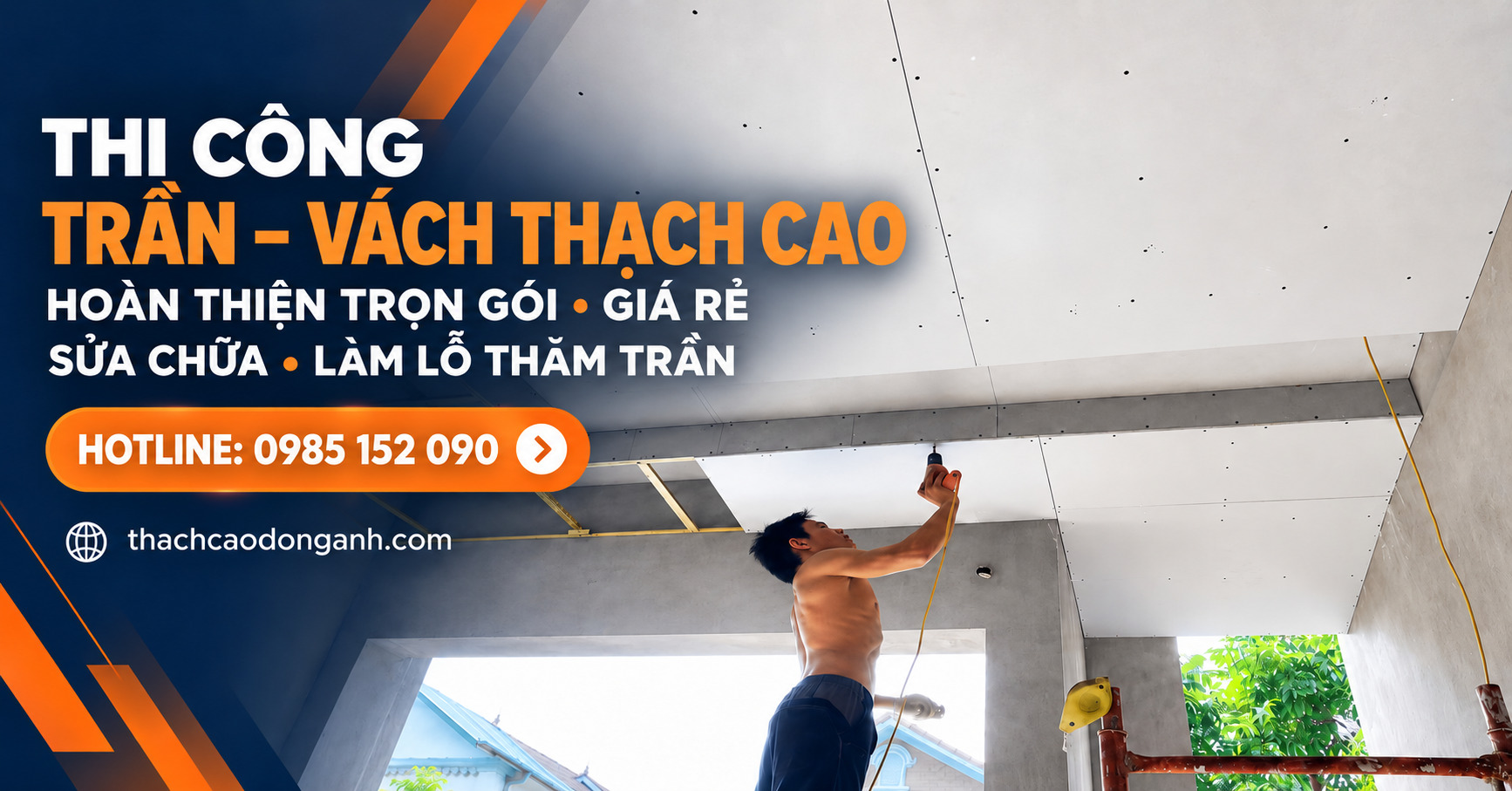Thợ vá lỗ đèn trần thạch cao tại Hà Nội